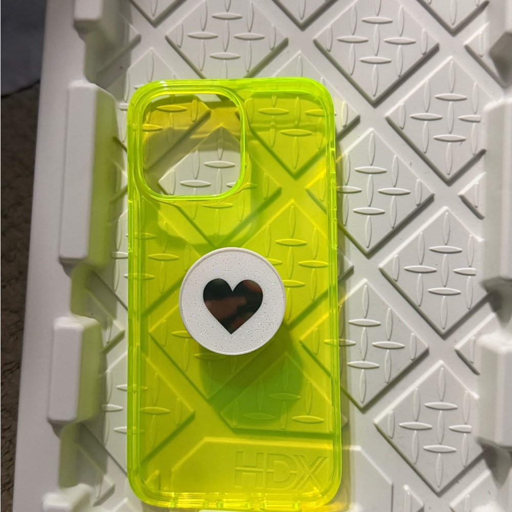 Yellow Phone Case with Heart PopSocket